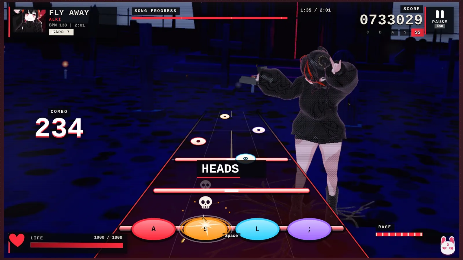 Alki aiming down the road with a 234 combo